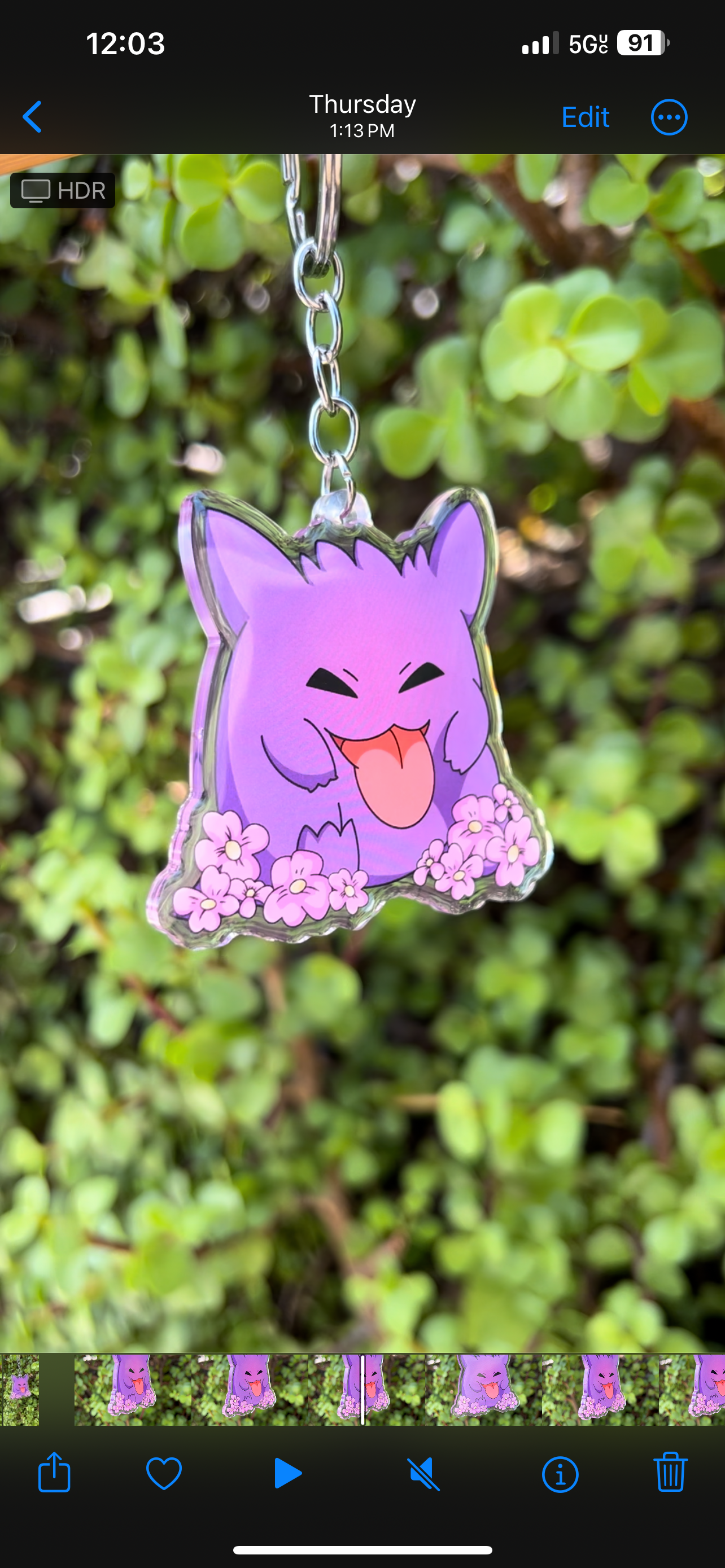 Floral Gengar Keychain