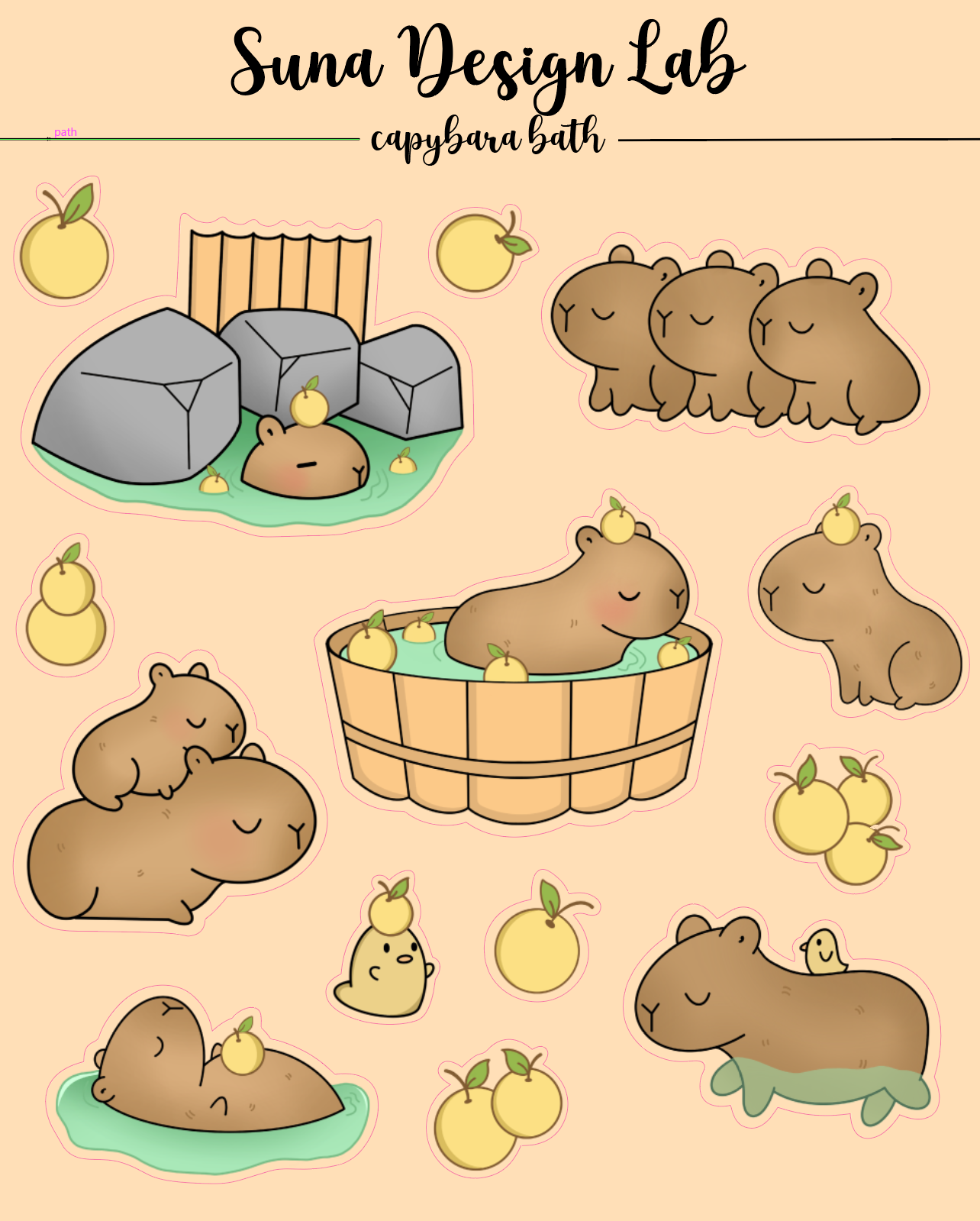 SS4 - Capybara Bath Sticker Sheet